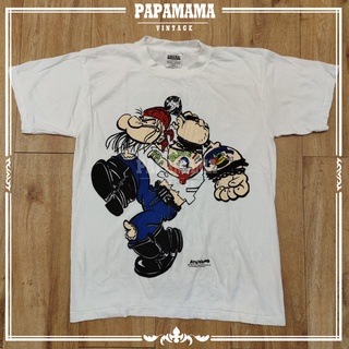 tyD6 [ POPEYE ] tag TULTEX เสื้อการ์ตูน ป๊อปอาย papamama vintage   ราย     เป็นขุย