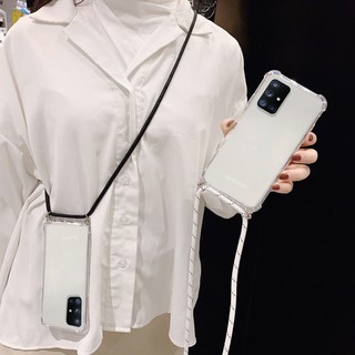 เคสโทรศัพท์ซิลิโคน Samsung Galaxy Note 20 Ultra Clear Shockproof TPU Silicone Phone Case Cover Casing With Long Adjustable Necklace Cross Shoulder Lanyard Neck Strap Rope Cord