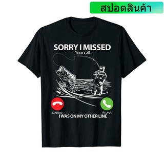 ลดกระหน่ํา เสื้อยืดลําลอง แขนสั้น พิมพ์ลาย Sorry I Missed Your Call I Was On Other Line สีดํา ONhejo91JBmnmk04