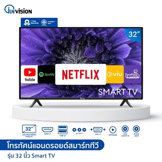 JUNanvision สมาร์ทีวี/Digital LED TV ขนาด 32 นิ้ว ดิจิตอล ทีวี HD Ready สินค้าคุณภาพเยี่ยม ภาพคมชัด ประกันศูนย์ 1 ปี