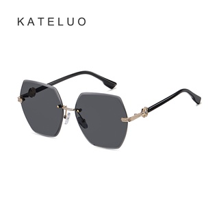 [พร้อมกล่อง] Kateluo A0749 แว่นตากันแดด เลนส์ไล่โทนสี UV400 ไร้กรอบ ทรงสี่เหลี่ยม แฟชั่น สําหรับผู้หญิง