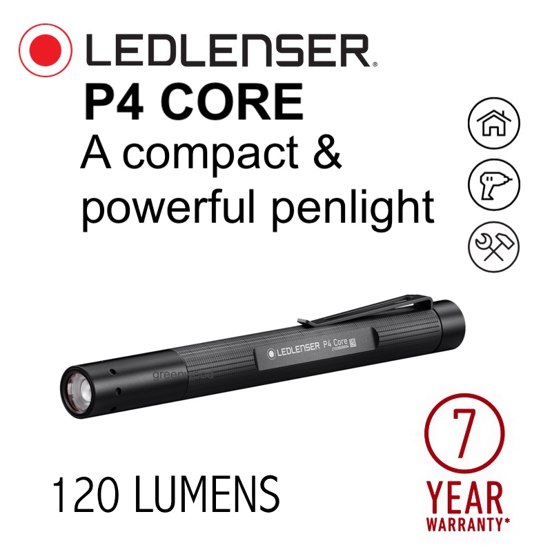 LEDLENSER P4 Core - 120 Lumens [ไฟฉาย Led Lenser น้ําหนักเบา แหล่งพลังงานคู่ 58gm]