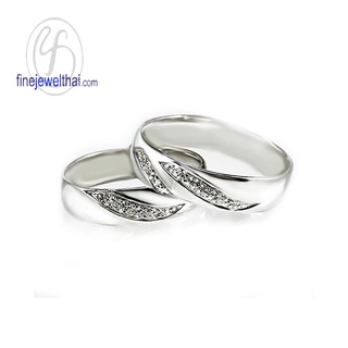 Finejewelthai-แหวนคู่-แหวนเพชร-เพชรแท้-แหวนหมั้น-แหวนแต่งงาน-Diamond-Silver-Couple-Ring-RC3091di