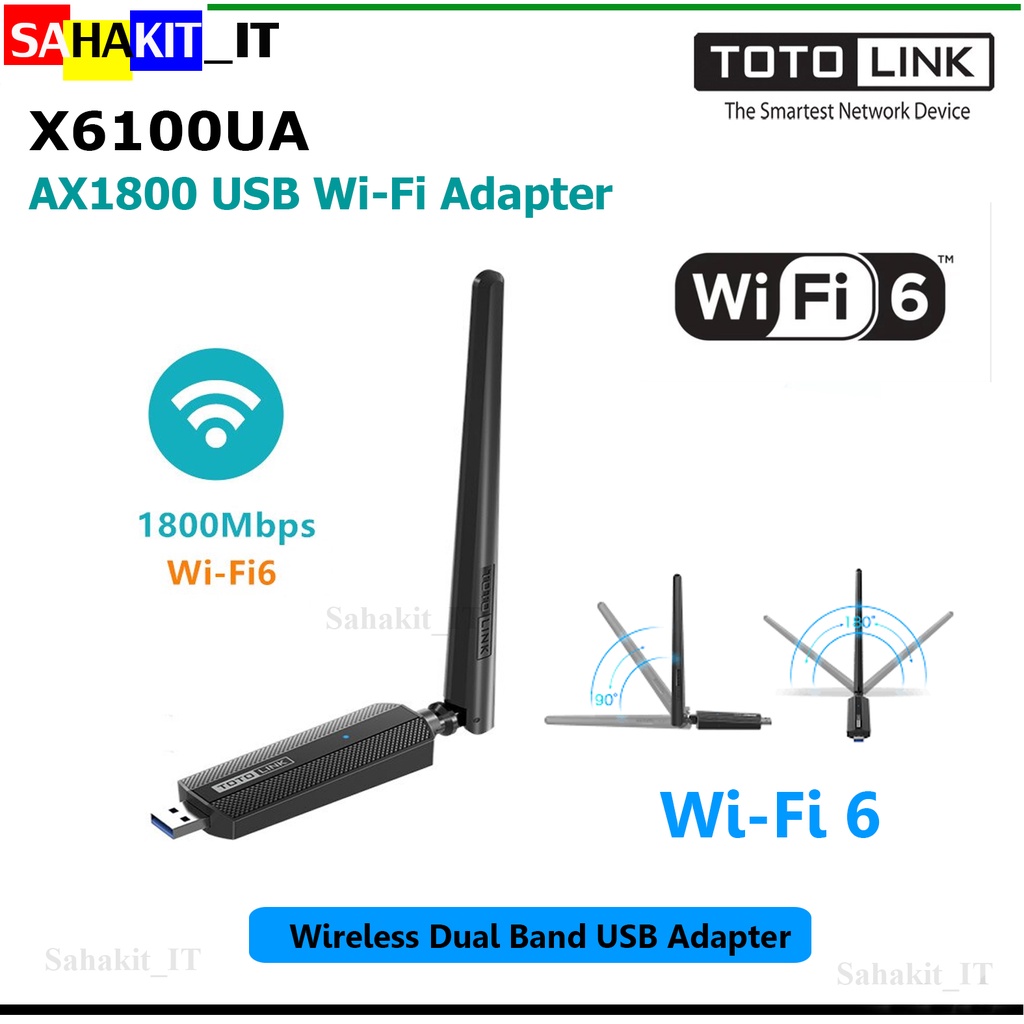 ตัวรับสัญญาณ Wi-Fi แบบ USB สำหรับคอมพิวเตอร์ โน๊ตบุ๊ค TOTOLINK AX1800 Wireless Dual Band USB Adapter