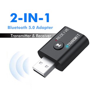 ตัวรับส่งสัญญาณบลูทูธ ไร้สาย 2 in 1 ตัวรับสัญญาณบลูทูธรถยนต์ USB5.0 Bluetooth