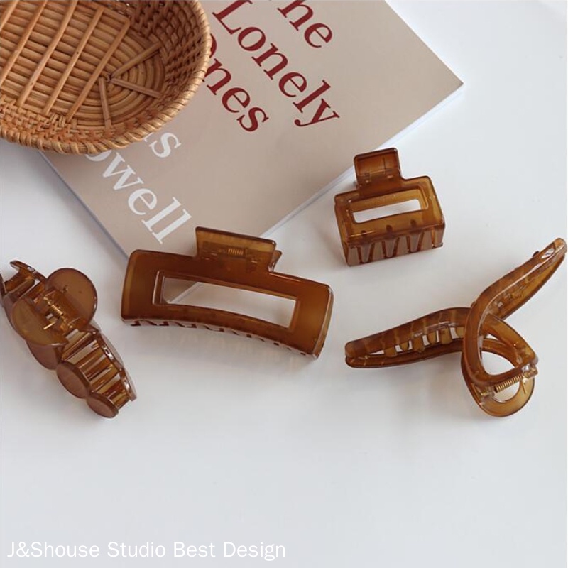 เคเอฟ393 ขนาดใหญ่และขนาดกลางขนาดเล็กเกาหลีเรียบง่ายสีกาแฟผมกรงเล็บคลิปอุปกรณ์เสริมผู้หญิง - รูปที่ 4