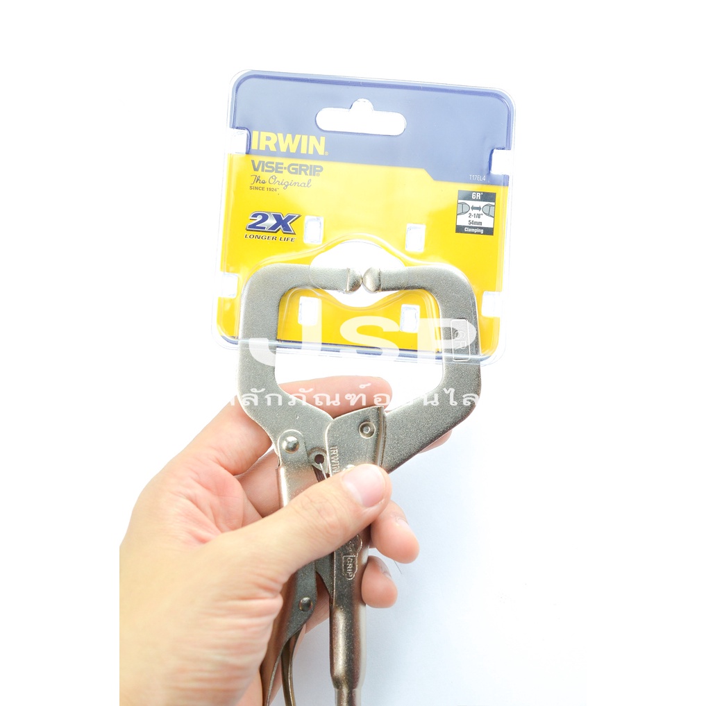 คีมล็อคซีแคล้มป์ IRWIN VISE-GRIP 6" Irwin Vise-Grip" คีมล็อคตัวซี ( Locking C-Clamp with Regular Tip