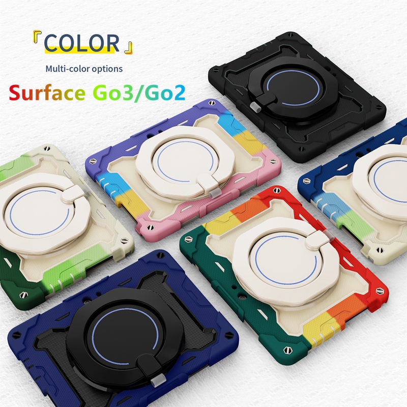 เคสวงเล็บหมุน360องศา สําหรับ Microsoft Surface Go 3/Go2/Go 10นิ้ว แท็บเล็ตปลอกพกพาซิลิโคนเด็กปลอดภัยกันกระแทก สีฝาครอบป้องกัน