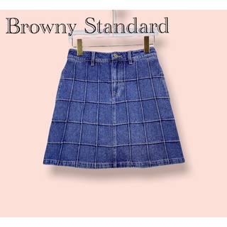 กระโปรง Browny standard ผ้ายีนส์คอตต้อน100%  กระโปรงยีนส์สั้นทรงสวยมากน่ารักสุดๆ ตีเกร็ดยกสวยทั้งตัว หายาก ผ้าดีทิ้งตัวส