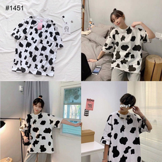 #1451 เสื้อยืดสไตล์เกาหลี 🐮🤍🖤ปีนี้ปีวัว ต้องมีสักตัวน้า🖤🤍🐮