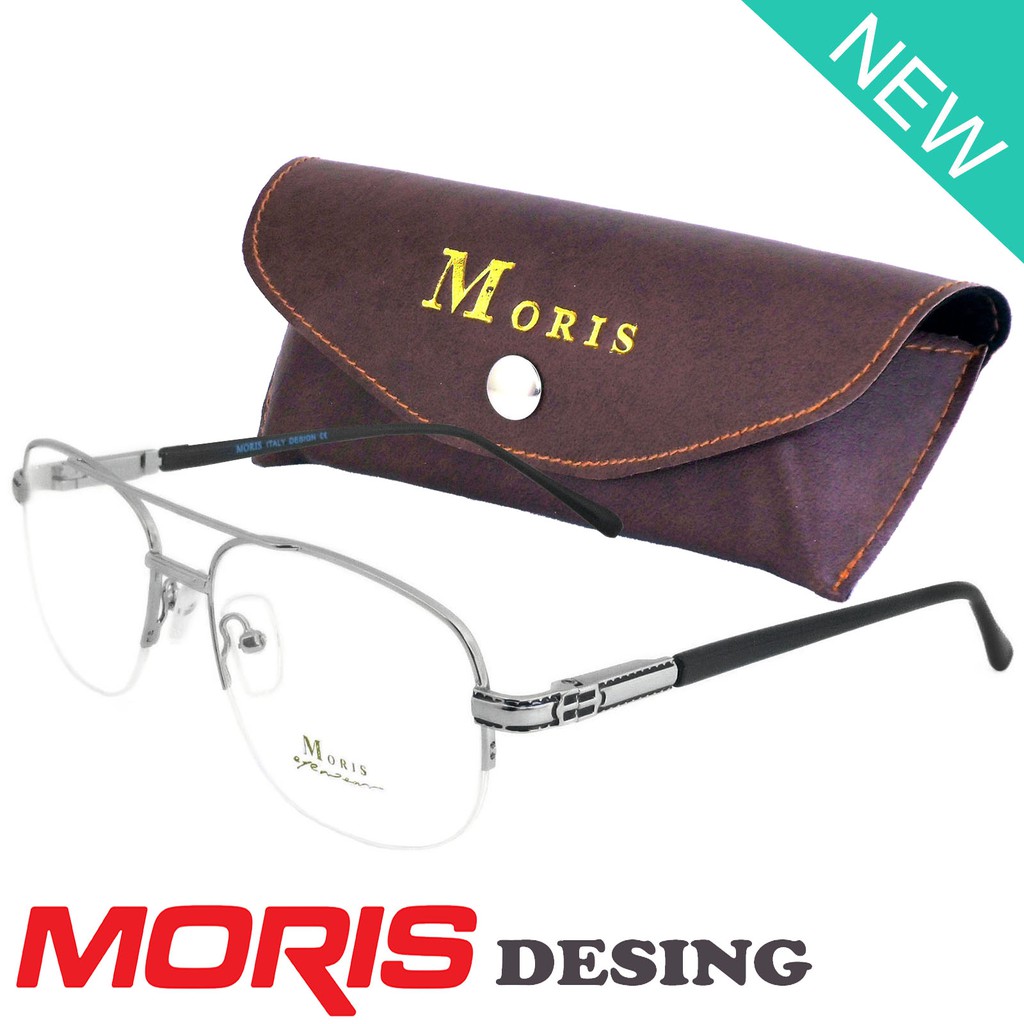 Moris แว่นตา รุ่น 2904 สีเงิน กรอบเซาะร่อง ขาสปริง วัสดุ สแตนเลส สตีล กรอบแว่นตา Frame Eyeglass Eyew