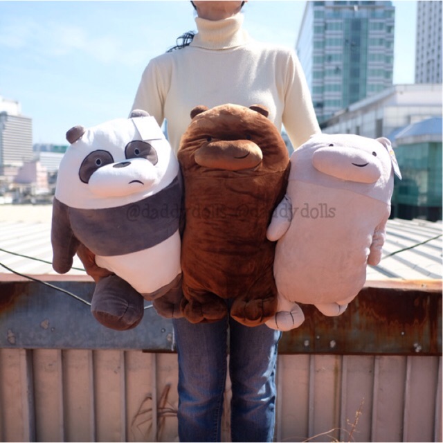 ตุ๊กตา หมอนผ้าห่ม Grizzly & Panda แพนด้า & Icebear ตัวนุ่ม 17นิ้ว (100x150cm) We Bare Bears วีแบแบร์