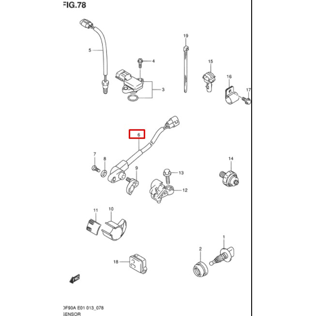 34840-98J11-000 SENSOR ASSY, TRIM เซ็นเซอร์ปรับแต่ง เครื่องยนต์เรือซุซุกิ Suzuki Outboard 34840-98J1