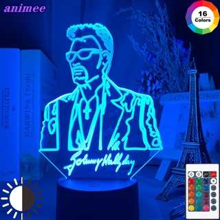 โคมไฟตั้งโต๊ะ Led รูป Johnny Hallyday Signature เปลี่ยนสีได้ สไตล์ฝรั่งเศส สําหรับตกแต่งบ้าน ห้องนอน