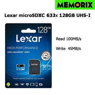 ถูกที่สุด ของแท้ Original 128GB Lexar® High-Performance 633x microSDHC™/microSDXC™ UHS-I Card BLUE Series