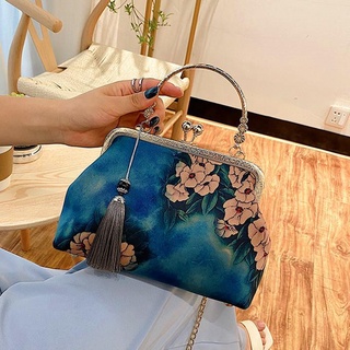 ☒2023 ใหม่ Retro cheongsam กระเป๋าลูกไม้เย็บปักถักร้อย Lady อารมณ์กระเป๋าถือบรรยากาศ one-shoulder messenger bag