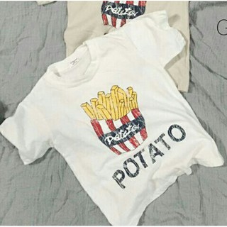 เสื้อยืดเด็กมันมัน Potato French fries สีขาว