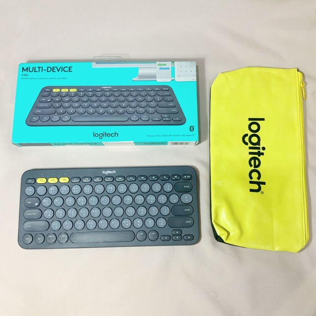 ‼️รองรับภาษาไทย‼️คีย์บอร์ดบลูทูธ Logitech K380 สีดำ +แถมซองเก็บสีเลม่อน🍋+พร้อมสติ๊กเกอร์ไทยติดเรียบร