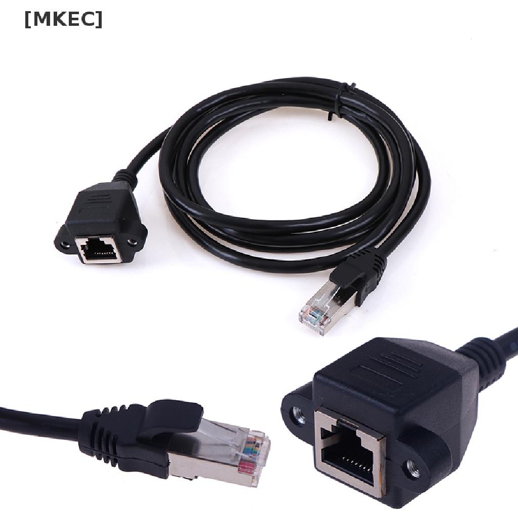 [MKEC] 1Pc RJ45 Male to Female Screw Panel Mount Ethernet LAN Network Extension Cable Hot Sell