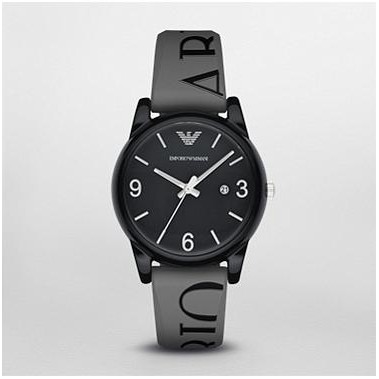 พร้อมส่ง EMPORIO ARMANI AR1067 Classic Black Dial Grey Silicone Men Watch ของแท้