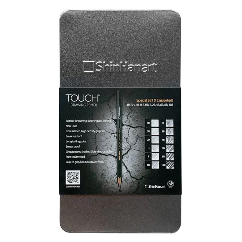 TOUCH Drawing Pencil - Assorted Set (Tin) of 12 l เซ็ตดินสอ 12 ด้าม 12 ความเข้มในกล่องเหล็ก แบรนด์ TOUCH (S8615003-1623)