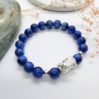 สร้อยข้อมือหินไคยาไนท์ร้อยกับเบบี้ปี่เซี้ยะเงินแท้ Kyanite