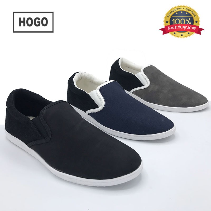 HOGO รองเท้าผ้าใบผู้ชาย Slipon นิ่มสุดๆ กันลื่น ทนทาน คู่เดียวเอาอยู่ รองเท้าแฟชั่น
