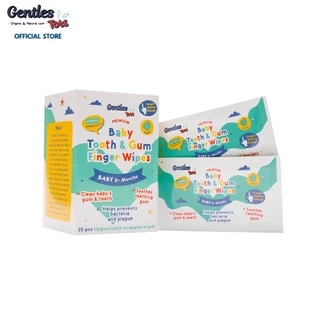 [1แถม1] Gentles Tots - ผ้าเช็ดฟันเด็กแบบปลอกนิ้ว ทำความสะอาดเหงือก ลิ้น ฟัน กระพุ้งเเก้ม BabyFingerWipes (1กล่อง25ซอง)