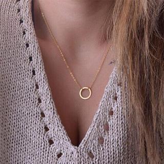 Hot Fashion Casual Personality Round Circle Pendant Gold Color Necklace High Quality Simple Choker Necklaces Women