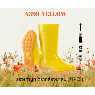 รองเท้าบูทสีเหลืองฟ้านำ้ตาลเขียว รุ่นA399 สูง12.6นิ้วพื้นเป็นยางดิบลายปุ่มกันลื่นได้อย่างดี สวยทนทานคุณภาพดีงานทั่วไป