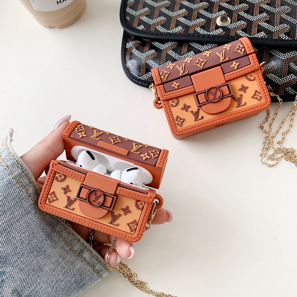 สําหรับ airpods gen 3 1 2 pro กรณีโซ ่ LV แฟชั ่ นนุ ่ ม airpods กรณีแบรนด ์ หรูกระเป ๋ า airpods ฝาครอบ