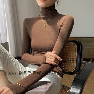 ❤S Miss pre-sale❤Stack collar bottoming shirt womens cashmere slim high collar long sleeve T-shirt womens inner top