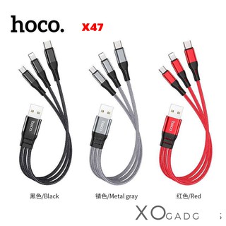 Hoco X47 สายชาร์จ 3 in 1 ip / Micro / TYPE-C ยาว 25 CM. 2.4A(MAX)