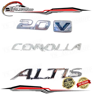 โลโก้ ติดท้ายรถยนต์ 2.0 + V + COROLLA + ALTIS LOGO 2.0 + V COROLLA + ALTIS ชุปโครเมี่ยม ใส่ Altis แอลติส Toyota 4 ชิ้น