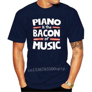 เสื้อยืดสีขาวเสื้อยืดลําลอง แฟชั่นสําหรับสตรี แขนสั้น พิมพ์ลายเปียโน Is The Bacon Of MusicS-4XL