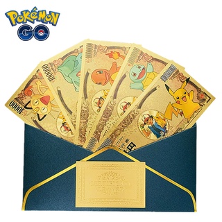 ฟิกเกอร์ pvc รูปโปเกม่อน Pikachu magic ball สีทอง ของเล่นสําหรับเด็ก