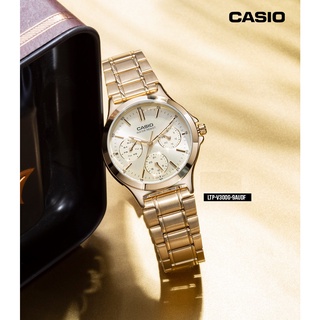 นาฬิกา Casio รุ่น LTP-V300G-9A นาฬิกาสำหรับผู้หญิง สายแสตนเลสสีทอง หน้าปัดทอง -ของแท้ 100% รับประกันสินค้า 1 ปี