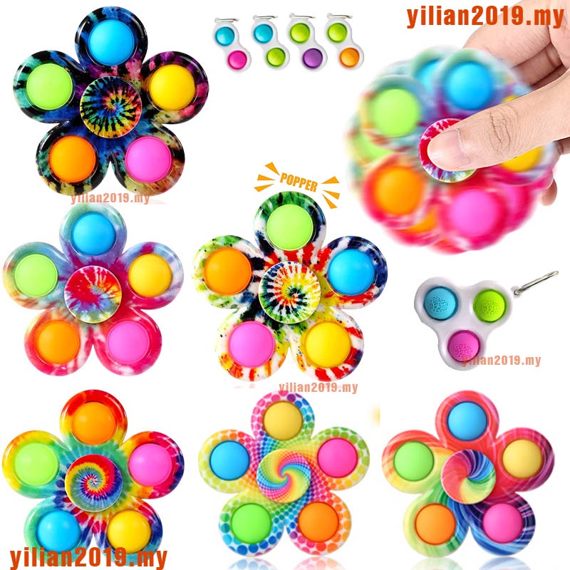 Pop It Fidget Spinner ของเล่น Fidget Popper Spinners ชุด Pop Bubble Sensory ของเล่น Pop Hand Spinner