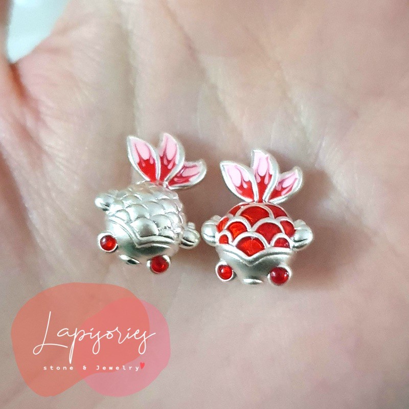 ชาร์มเงินแท้999 โฟมมิ่ง ปลาทอง สีทอง สีเงิน เพิ่มทรัพย์ หัวใจ ตัวตกแต่งกำไล ตัวคั่นหิน diy
