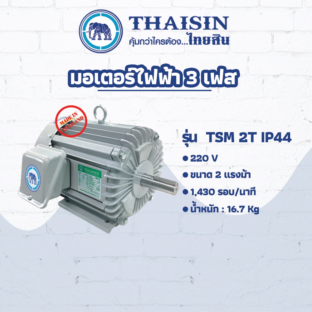 มอเตอร์ไฟฟ้า THAISIN ขนาด 2 HP รุ่น TSM-2T (IP44) กระแสสลับ 3 เฟส