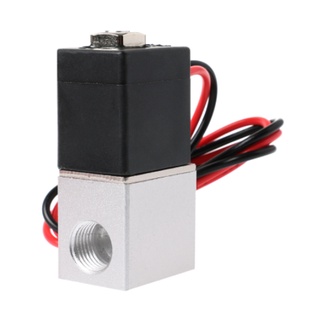 วาล์วอากาศโซลินอยด์ไฟฟ้านิวเมติก อลูมิเนียม 2 ทาง DC 12V 2V025-08 1/4 นิ้ว พร้อมสายไฟ