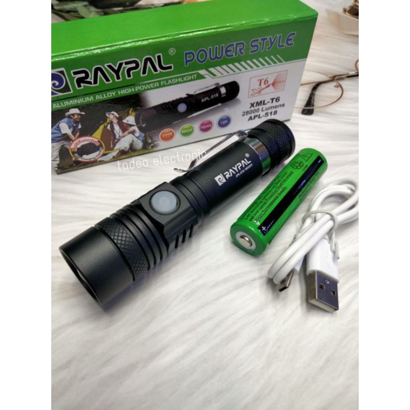 ไฟฉาย LED ไฟฉายแรงสูง ไฟฉายแรงสูงซูมได้ ไฟฉายพกพาชาร์จ USB พร้อมถ่าน แสงสว่างจ้ามากเป็นพิเศษถึง 28,000 ลูเมนรุ่น APL-518