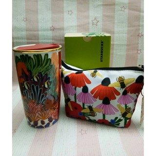 แก้ว Starbucks Double Wall Coral Mug + Bees Pouch Bag