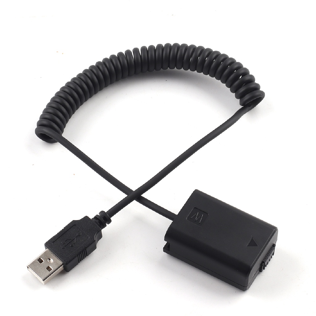 NP-FW50 FW50 Dummy แบตเตอรี่ Coupler ถึง USB ฤดูใบไม้ผลิสําหรับ Sony A7R II A6500