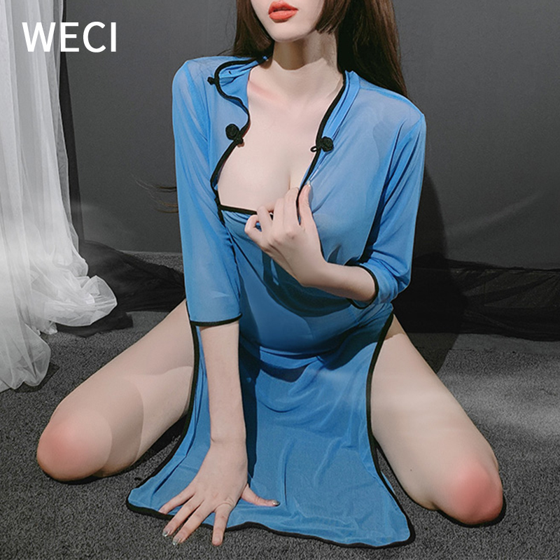 【พร้อมส่ง】WECI ผู้หญิง เซ็กซี่ ชุดกี่เพ้า เสื้อคลุม โปร่งใส นักเรียนหญิง ชุดชั้นใน เครื่องแบบนักเรียนจีน ชุดนอน เร้าอารมณ์ ลบ