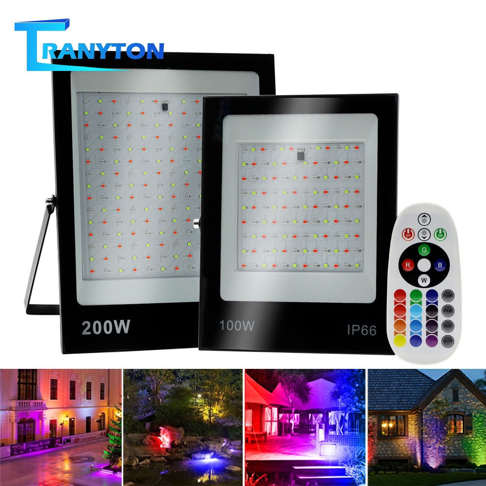 rgb led สปอตไลท์ 30 w 50 w 100 w  200W rgb led floodlight พร้อมรีโมท 24 คีย์ ir ip 66 กันน้ําสําหรับ