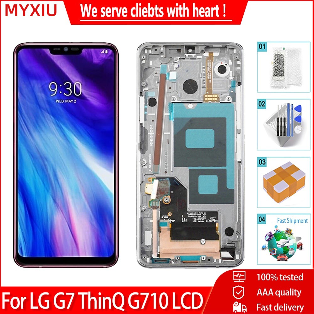 สําหรับ LG G7 ThinQ LCD G710 G710EM G710PM G710VMP หน้าจอสัมผัส LCD กรอบ