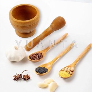 YUANTA ครกพลาสติกลายไม้ ครกขนาดเล็ก แบบพกพา เครื่องบดพริกไทย Manual garlic grinder