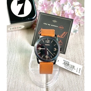 FOSSIL LEDGER THREE HAND BROWN LEATHER WATCH