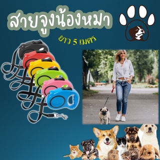 สายจูงสุนัข  ยิดหดได้ไม่เกะกะ (ขนาด 5 เมตร) สายจูงสัตว์เลี้ยง สายจูงหมาแมว อย่างดี สายจูง สุนัข ปลอกคอสายจูงสุนัข